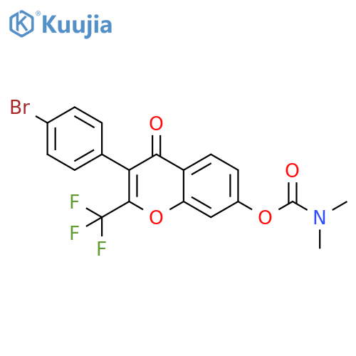 3-(4-bromophenyl)-4-oxo-2-(trifluoromethyl)-4H-chromen-7-yl N,N-dimethylcarbamate structure