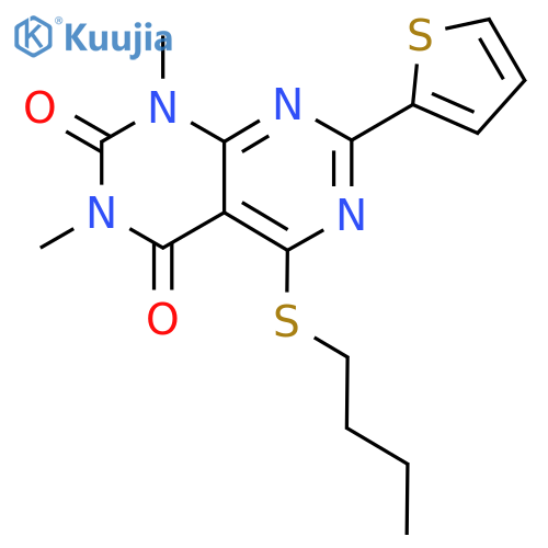 5-(butylsulfanyl)-1,3-dimethyl-7-(thiophen-2-yl)-1H,2H,3H,4H-1,3diazino4,5-dpyrimidine-2,4-dione structure