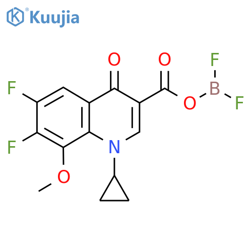 1-Cyclopropyl-4-oxo-6,7-difluoro-8-methoxy-1,4-dihydroquinoline-3-carboxylic acid difluoroboryl ester structure
