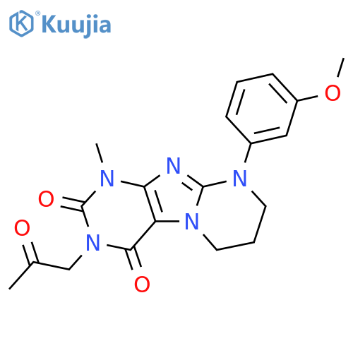 9-(3-methoxyphenyl)-1-methyl-3-(2-oxopropyl)-1H,2H,3H,4H,6H,7H,8H,9H-pyrimido1,2-gpurine-2,4-dione structure
