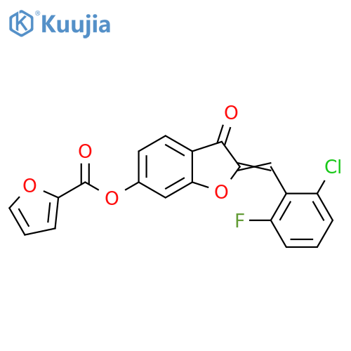 (2Z)-2-(2-chloro-6-fluorophenyl)methylidene-3-oxo-2,3-dihydro-1-benzofuran-6-yl furan-2-carboxylate structure