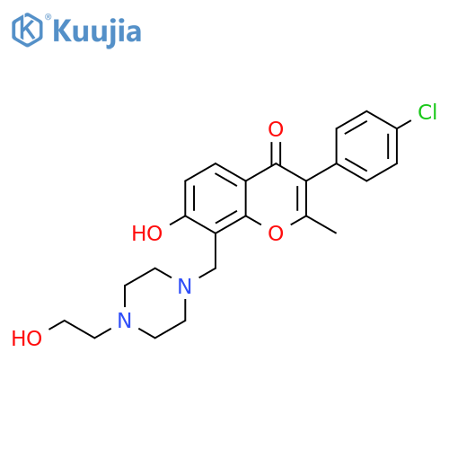 3-(4-chlorophenyl)-7-hydroxy-8-{4-(2-hydroxyethyl)piperazin-1-ylmethyl}-2-methyl-4H-chromen-4-one structure