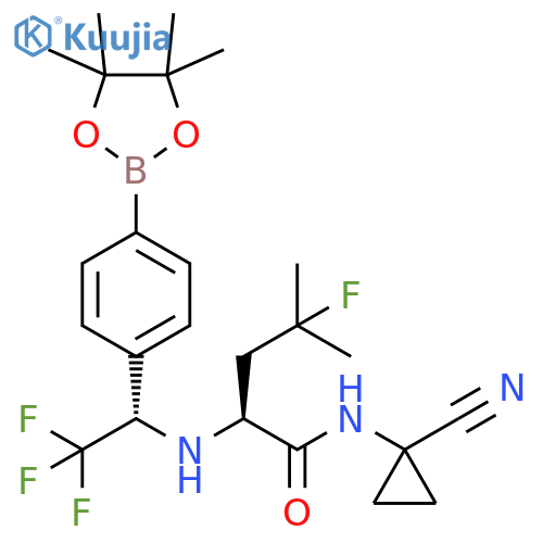 Pentanamide, N-(1-cyanocyclopropyl)-4-fluoro-4-methyl-2-[[(1S)-2,2,2-trifluoro-1-[4-(4,4,5,5-tetramethyl-1,3,2-dioxaborolan-2-yl)phenyl]ethyl]amino]-, (2S)- structure