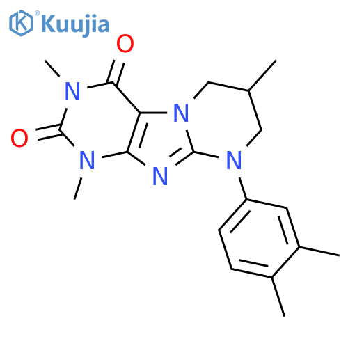 9-(3,4-dimethylphenyl)-1,3,7-trimethyl-1H,2H,3H,4H,6H,7H,8H,9H-pyrimido1,2-gpurine-2,4-dione structure