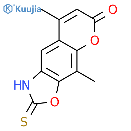 6H-PYRANO[3,2-F]BENZOXAZOL-6-ONE, 1,2-DIHYDRO-4,8-DIMETHYL-2-THIOXO- structure