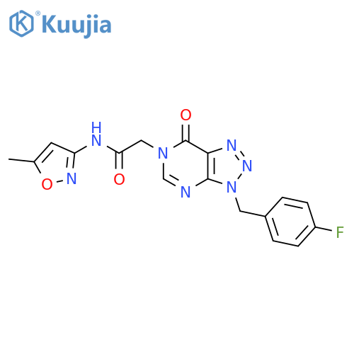 2-{3-(4-fluorophenyl)methyl-7-oxo-3H,6H,7H-1,2,3triazolo4,5-dpyrimidin-6-yl}-N-(5-methyl-1,2-oxazol-3-yl)acetamide structure