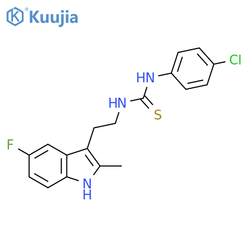 1-(4-chlorophenyl)-3-2-(5-fluoro-2-methyl-1H-indol-3-yl)ethylthiourea structure