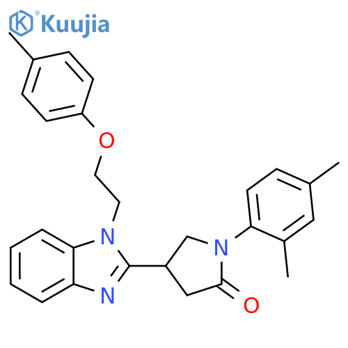 1-(2,4-dimethylphenyl)-4-{1-2-(4-methylphenoxy)ethyl-1H-1,3-benzodiazol-2-yl}pyrrolidin-2-one structure