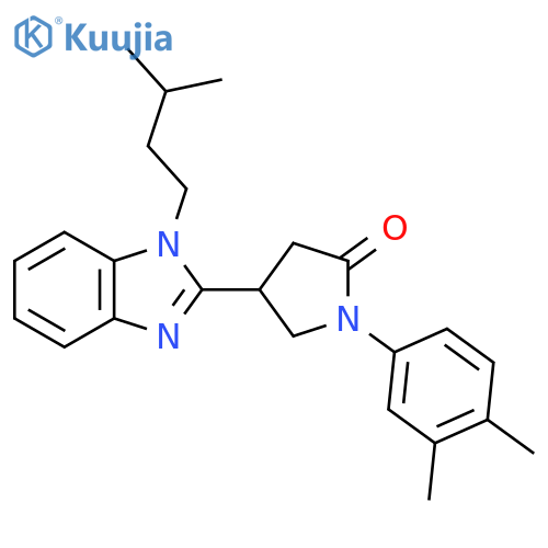 1-(3,4-dimethylphenyl)-4-1-(3-methylbutyl)-1H-1,3-benzodiazol-2-ylpyrrolidin-2-one structure