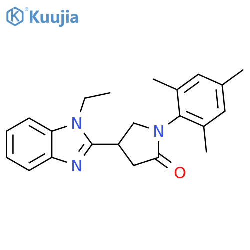 4-(1-ethyl-1H-1,3-benzodiazol-2-yl)-1-(2,4,6-trimethylphenyl)pyrrolidin-2-one structure