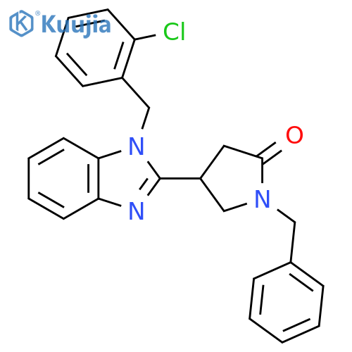 1-benzyl-4-{1-(2-chlorophenyl)methyl-1H-1,3-benzodiazol-2-yl}pyrrolidin-2-one structure