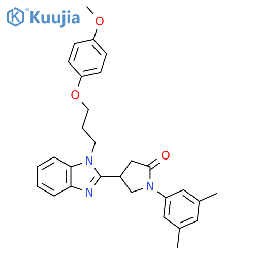 1-(3,5-dimethylphenyl)-4-{1-3-(4-methoxyphenoxy)propyl-1H-1,3-benzodiazol-2-yl}pyrrolidin-2-one structure