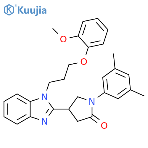 1-(3,5-dimethylphenyl)-4-{1-3-(2-methoxyphenoxy)propyl-1H-1,3-benzodiazol-2-yl}pyrrolidin-2-one structure