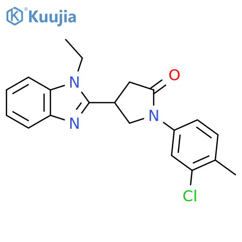 1-(3-chloro-4-methylphenyl)-4-(1-ethyl-1H-1,3-benzodiazol-2-yl)pyrrolidin-2-one structure