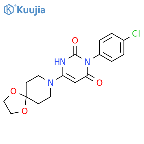 3-(4-chlorophenyl)-6-{1,4-dioxa-8-azaspiro4.5decan-8-yl}-1,2,3,4-tetrahydropyrimidine-2,4-dione structure