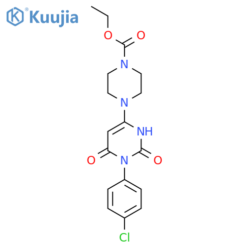 ethyl 4-1-(4-chlorophenyl)-2,6-dioxo-1,2,3,6-tetrahydropyrimidin-4-ylpiperazine-1-carboxylate structure