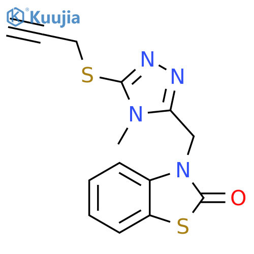 3-{4-methyl-5-(prop-2-yn-1-ylsulfanyl)-4H-1,2,4-triazol-3-ylmethyl}-2,3-dihydro-1,3-benzothiazol-2-one structure