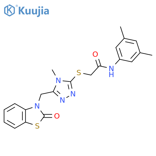 N-(3,5-dimethylphenyl)-2-({4-methyl-5-(2-oxo-2,3-dihydro-1,3-benzothiazol-3-yl)methyl-4H-1,2,4-triazol-3-yl}sulfanyl)acetamide structure