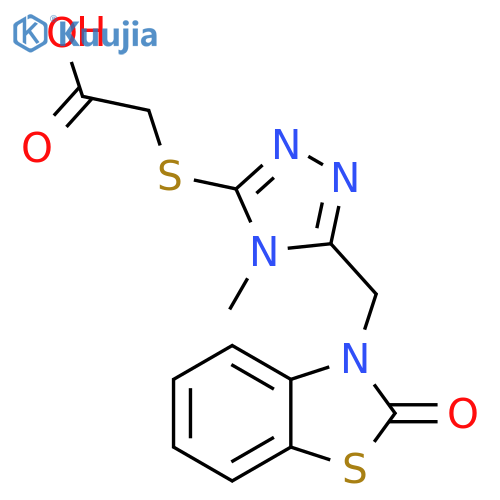 2-({4-methyl-5-(2-oxo-2,3-dihydro-1,3-benzothiazol-3-yl)methyl-4H-1,2,4-triazol-3-yl}sulfanyl)acetic acid structure