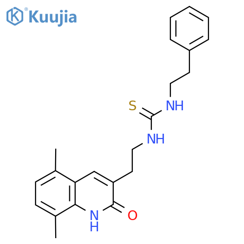 3-2-(5,8-dimethyl-2-oxo-1,2-dihydroquinolin-3-yl)ethyl-1-(2-phenylethyl)thiourea structure