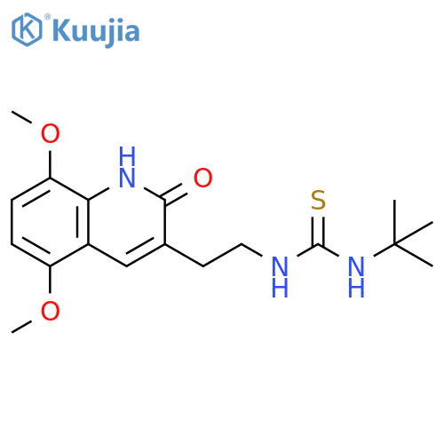 3-tert-butyl-1-2-(5,8-dimethoxy-2-oxo-1,2-dihydroquinolin-3-yl)ethylthiourea structure