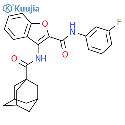 3-(adamantane-1-amido)-N-(3-fluorophenyl)-1-benzofuran-2-carboxamide structure