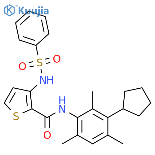 2-Thiophenecarboxamide,N-(3-cyclopentyl-2,4,6-trimethylphenyl)-3-[(phenylsulfonyl)amino]- structure