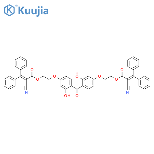 2-Propenoic acid, 2-cyano-3,3-diphenyl-, carbonylbis[(3-hydroxy-4,1-phenylene)oxy-2,1-ethanediyl] ester (9CI) structure