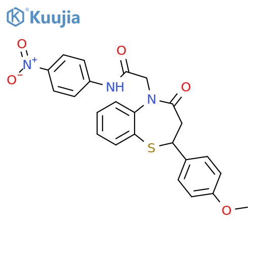 2-2-(4-methoxyphenyl)-4-oxo-2,3,4,5-tetrahydro-1,5-benzothiazepin-5-yl-N-(4-nitrophenyl)acetamide structure