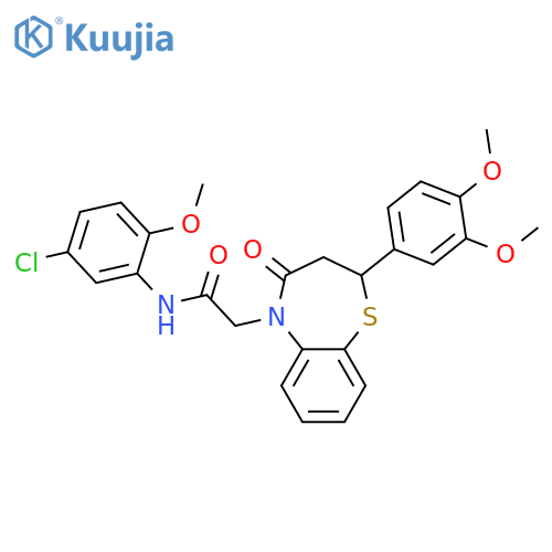 N-(5-chloro-2-methoxyphenyl)-2-2-(3,4-dimethoxyphenyl)-4-oxo-2,3,4,5-tetrahydro-1,5-benzothiazepin-5-ylacetamide structure