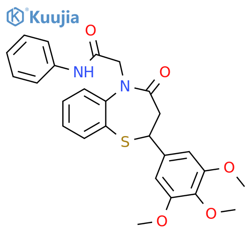 2-4-oxo-2-(3,4,5-trimethoxyphenyl)-2,3,4,5-tetrahydro-1,5-benzothiazepin-5-yl-N-phenylacetamide structure