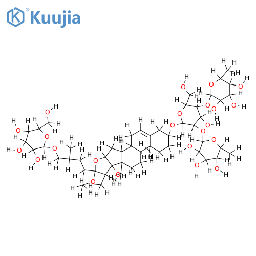 (25R)-26-[(beta-D-glucopyranosyl)oxy]-17alpha-hydroxy-22alpha-methoxyfurost-5-en-3beta-yl alpha-L-rhamnopyranosyl-(1->2)-[alpha-L-rhamnopyranosyl-(1->4)]-beta-D-glucopyranoside structure
