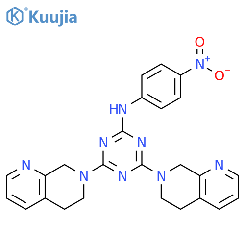 1,3,5-Triazin-2-amine,4,6-bis(5,8-dihydro-1,7-naphthyridin-7(6H)-yl)-N-(4-nitrophenyl)- structure