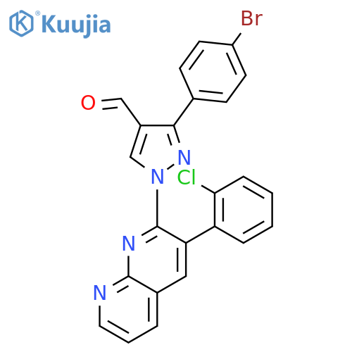 1H-Pyrazole-4-carboxaldehyde,3-(4-bromophenyl)-1-[3-(2-chlorophenyl)-1,8-naphthyridin-2-yl]- structure
