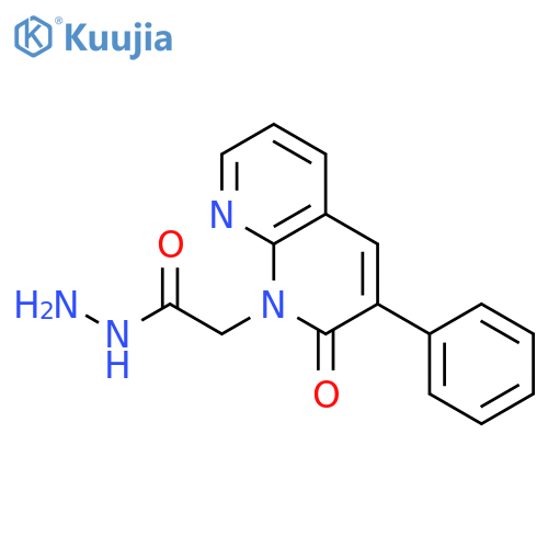 1,8-Naphthyridine-1(2H)-acetic acid, 2-oxo-3-phenyl-, hydrazide structure