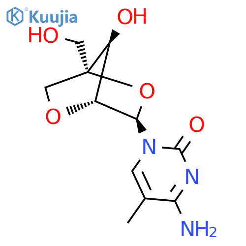 4-Amino-1-[2,5-anhydro-4-(hydroxymethyl)-alpha-L-lyxofuranosyl]-5-methylcytosine structure
