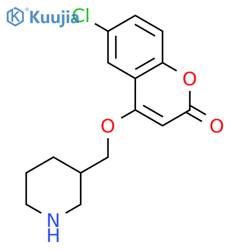 2H-1-BENZOPYRAN-2-ONE, 6-CHLORO-4-(3-PIPERIDINYLMETHOXY)- structure