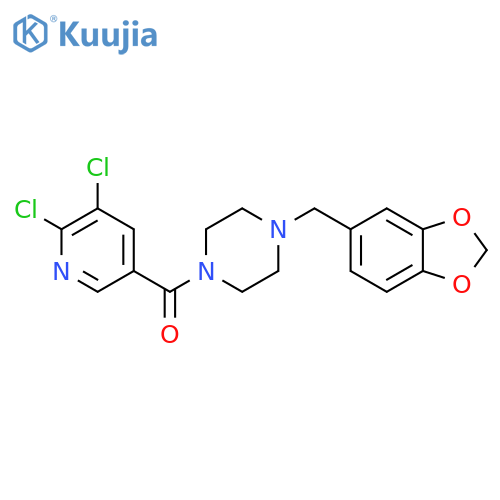1-[(1,3-Dioxaindan-5-yl)methyl]-4-(5,6-dichloropyridine-3-carbonyl)piperazine structure