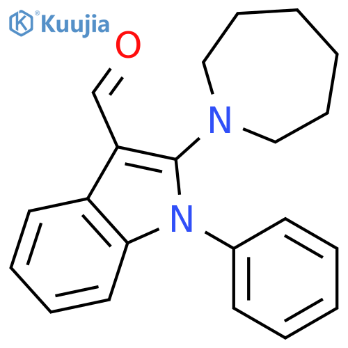 1H-INDOLE-3-CARBOXALDEHYDE, 2-(HEXAHYDRO-1H-AZEPIN-1-YL)-1-PHENYL- structure