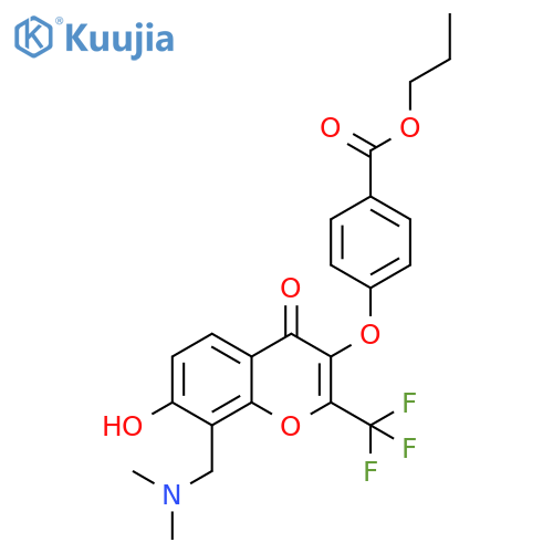 propyl 4-({8-(dimethylamino)methyl-7-hydroxy-4-oxo-2-(trifluoromethyl)-4H-chromen-3-yl}oxy)benzoate structure