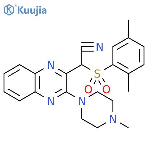 2-(2,5-dimethylphenyl)sulfonyl-2-[3-(4-methylpiperazin-1-yl)quinoxalin-2-yl]acetonitrile structure