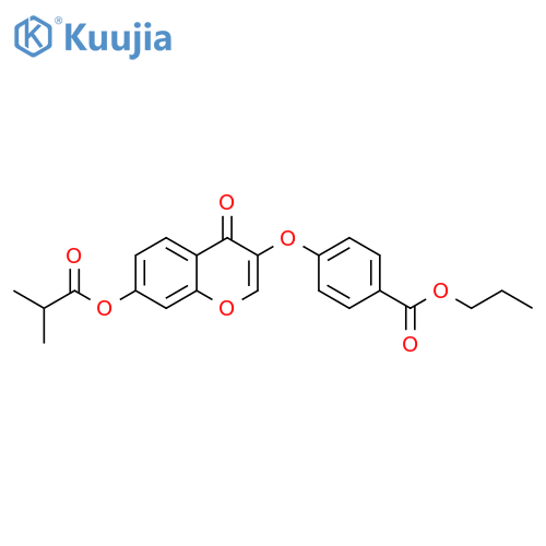 propyl 4-({7-(2-methylpropanoyl)oxy-4-oxo-4H-chromen-3-yl}oxy)benzoate structure