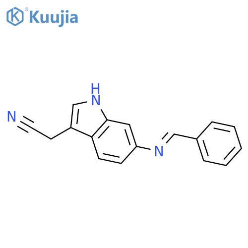1H-INDOLE-3-ACETONITRILE, 6-[(PHENYLMETHYLENE)AMINO]- structure