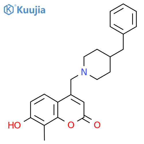 4-[(4-benzylpiperidin-1-yl)methyl]-7-hydroxy-8-methyl-2H-chromen-2-one structure