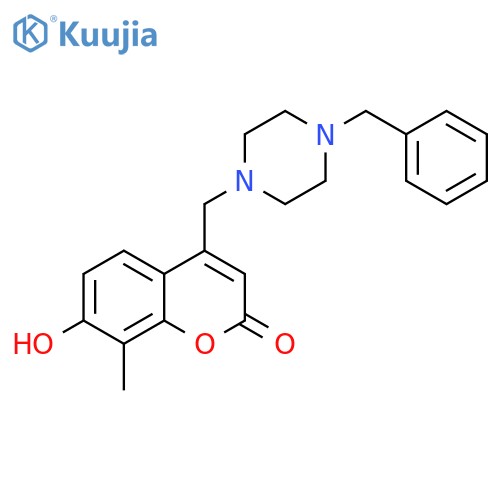 4-[(4-benzylpiperazin-1-yl)methyl]-7-hydroxy-8-methyl-2H-chromen-2-one structure