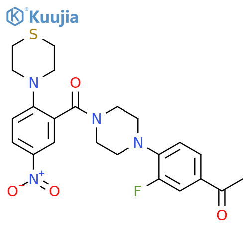 Piperazine,1-(4-acetyl-2-fluorophenyl)-4-[5-nitro-2-(4-thiomorpholinyl)benzoyl]- structure