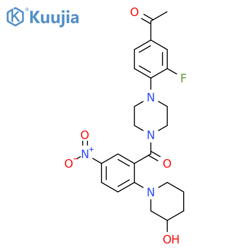 Piperazine,1-(4-acetyl-2-fluorophenyl)-4-[2-(3-hydroxy-1-piperidinyl)-5-nitrobenzoyl]- structure