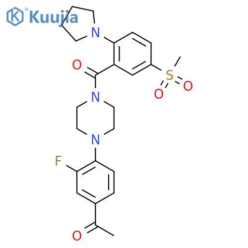 Piperazine,1-(4-acetyl-2-fluorophenyl)-4-[5-(methylsulfonyl)-2-(1-pyrrolidinyl)benzoyl]- structure