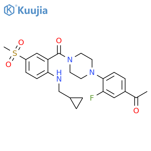 Piperazine,1-(4-acetyl-2-fluorophenyl)-4-[2-[(cyclopropylmethyl)amino]-5-(methylsulfonyl)benzoyl]- structure