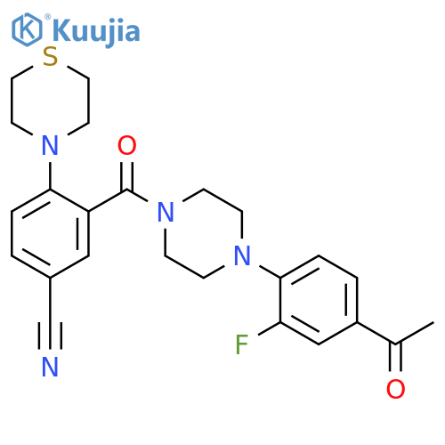 Piperazine,1-(4-acetyl-2-fluorophenyl)-4-[5-cyano-2-(4-thiomorpholinyl)benzoyl]- structure